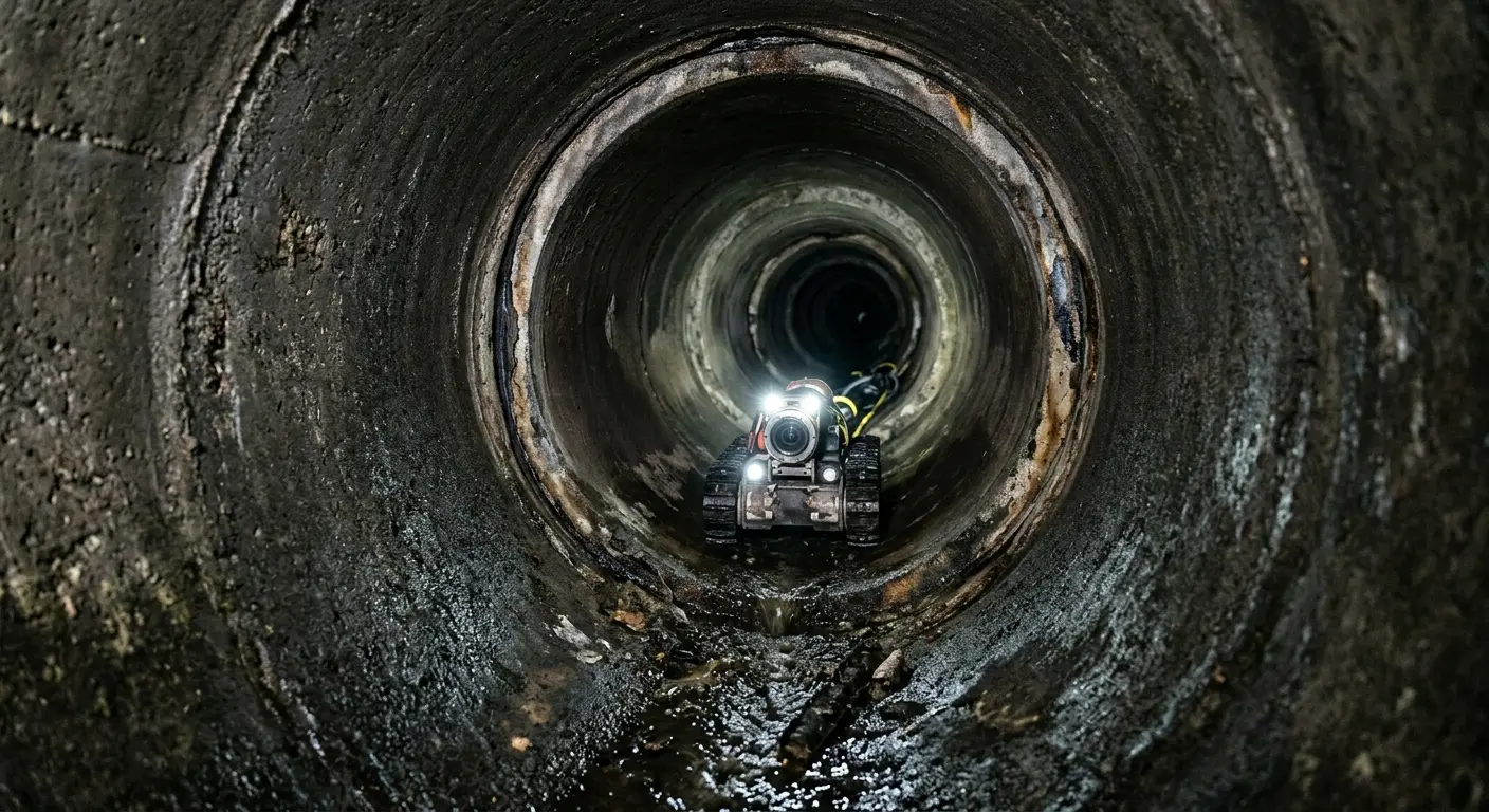 Robotic sewer camera inspecting pipe interior for Sewer Line Repair in Sunrise Manor